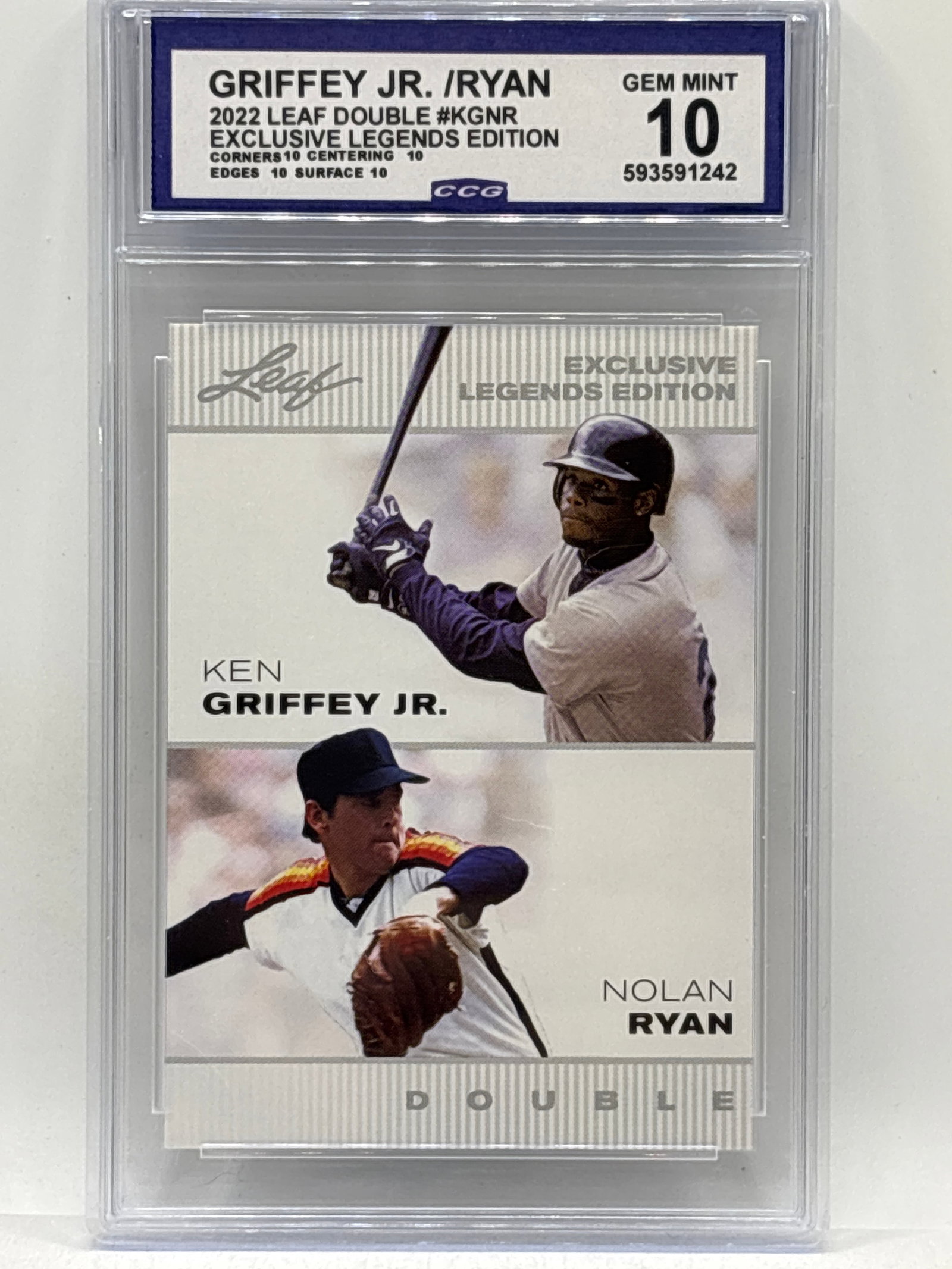 2022 LEAF DOUBLE EXCLUSIVE LEGENDS EDITION KEN GRIFFEY JR & NOLAN RYAN INSERT GRADED GEM MINT 10: THE HOBBY BOX - CHOOSE ARRANGE YOUR OWN SHIPPING WHEN YOU RECEIVE YOUR INVOICE FOR LOWER SHIPPING CHARGES