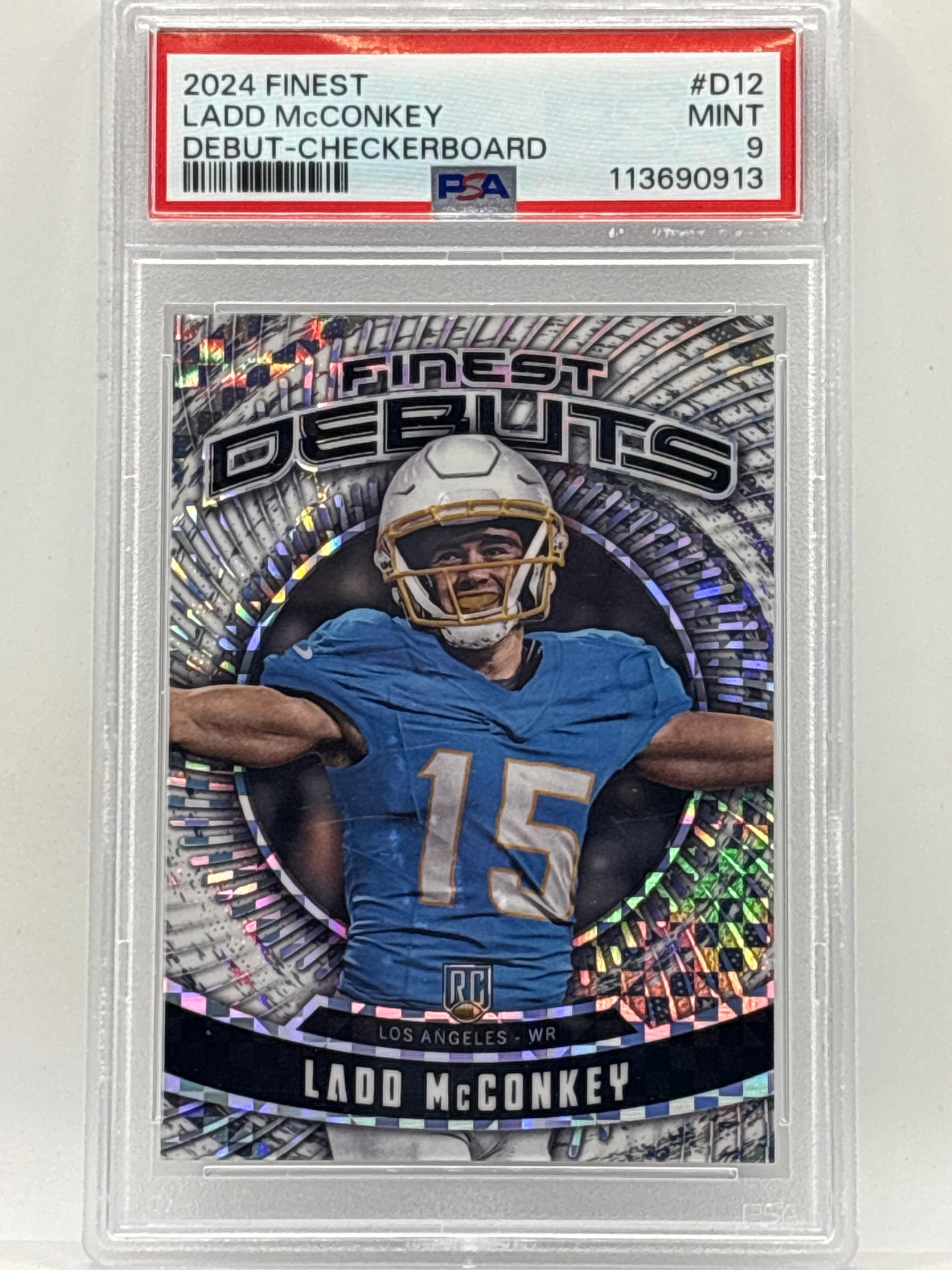 2024 TOPPS FINEST LADD MCCONKEY DEBUT-CHECKERBOARD ROOKIE INSERT GRADED PSA MINT 9: THE HOBBY BOX - CHOOSE ARRANGE YOUR OWN SHIPPING WHEN YOU RECEIVE YOUR INVOICE FOR LOWER SHIPPING CHARGES