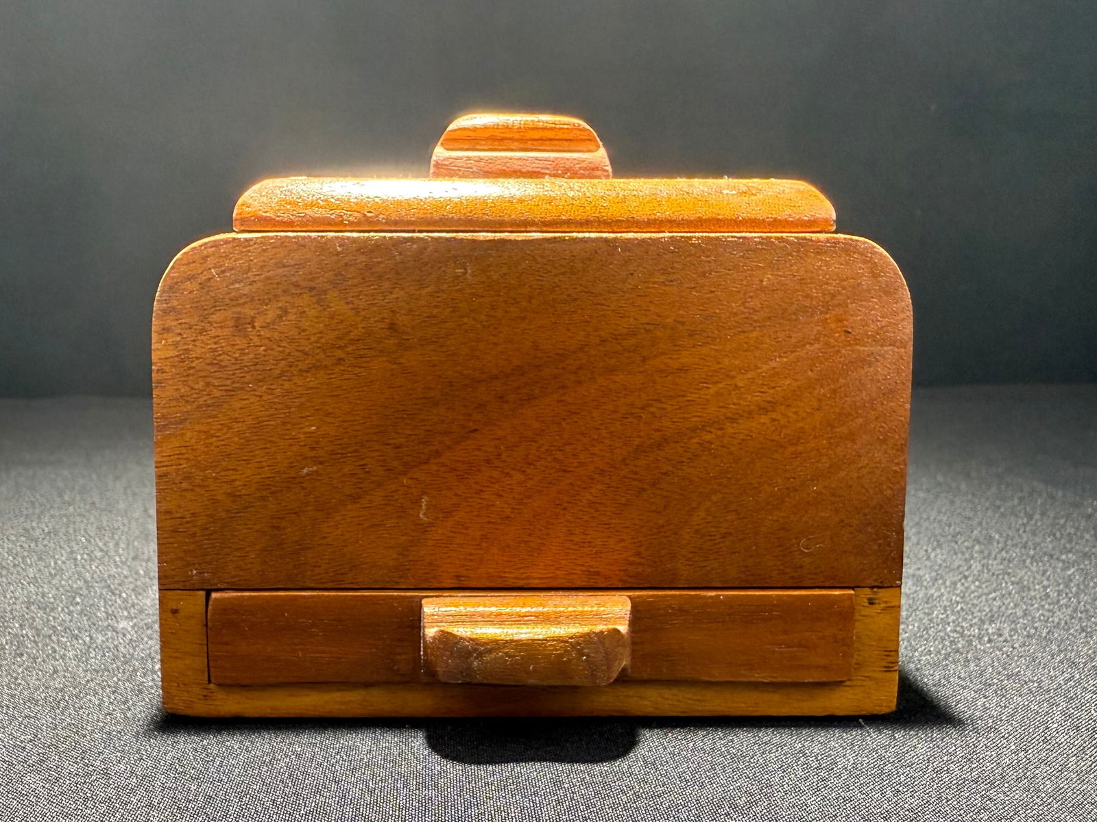 Art Deco Wooden Cigarette Dispenser with Inlaid Stripes, c.1930s (1 of 13)