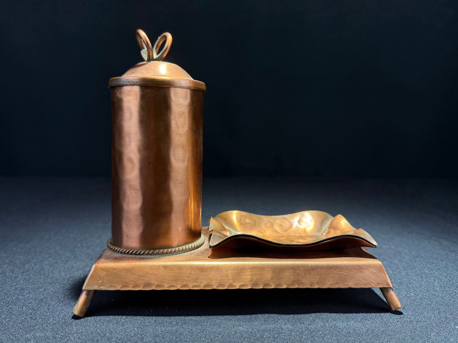 Arts & Crafts Copper Smoking Set, c.1920s (1 of 12)