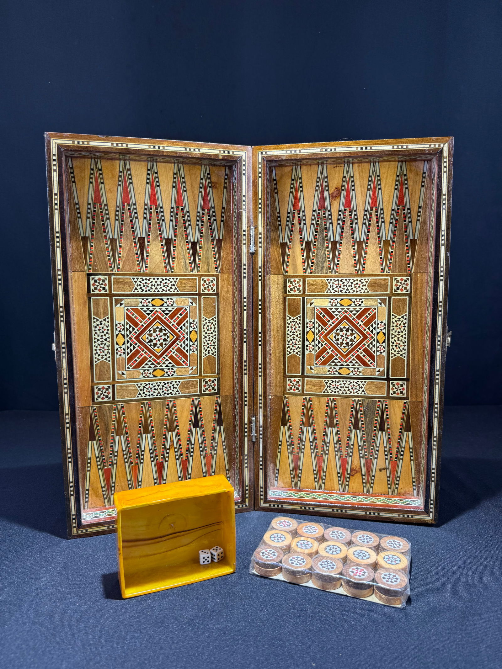 Middle Eastern Inlaid Backgammon Game Board, circa early-mid 20th century (1 of 7)