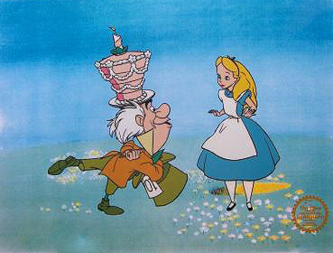 DISNEY ALICE IN WONDERLAND Sericel Cel: Top Quality Serigraph for your Art Collecting pleasure,Walt Disney Official Emblem Authenticity seal is stamped at the bottom corner. Size 11"x14"
