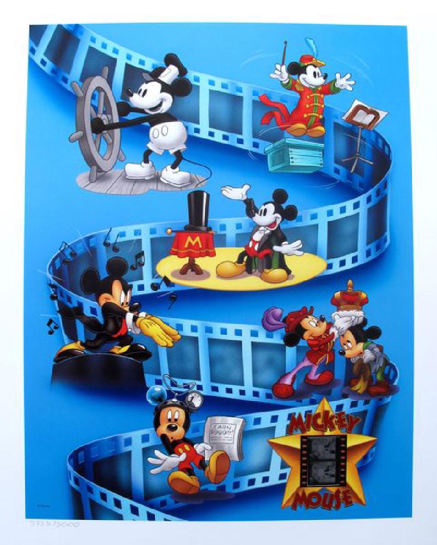 DISNEY MICKEY MOUSE Limited Ed. Lithograph with: This is a limited edition lithograph with original 35mm film cels produced by Disney titled "MICKEY THROUGH THE YEARS". The film cells have been hand cut from the master print taken from the original 