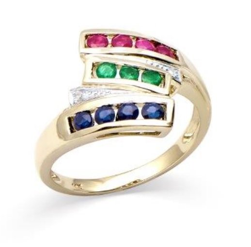 $7,541! 0.65 Ct Certified Multi Gems Diamond Gold Ring: Main: 0.64 Ct of Round shape Multi Gems(Sapphire,Ruby,Emerald) 2.2 mm quality AAA no treatment.Side: 0.01 Ct round diamonds 1.0 mm , H-I , I2-I3 no treatment.3.26 grams 10K solid yellow gold. Size 7.5