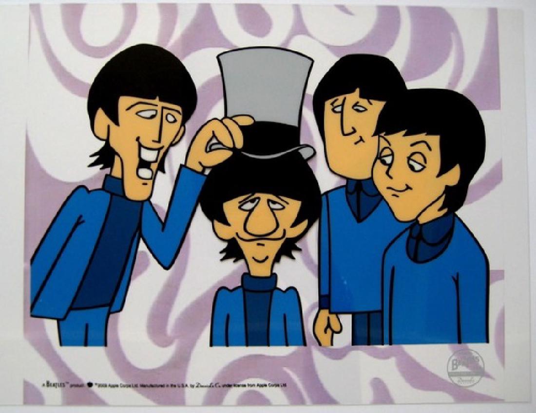 THE BEATLES RINGO TOP HAT Animation Cartoon Sericel: This is a rare, sold out, limited edition sericel title "RINGO TOP HAT". This cel measures 14" x 10.5" and bears the official DenniLu stamped seal in the bottom right corner. This cel comes with a cer