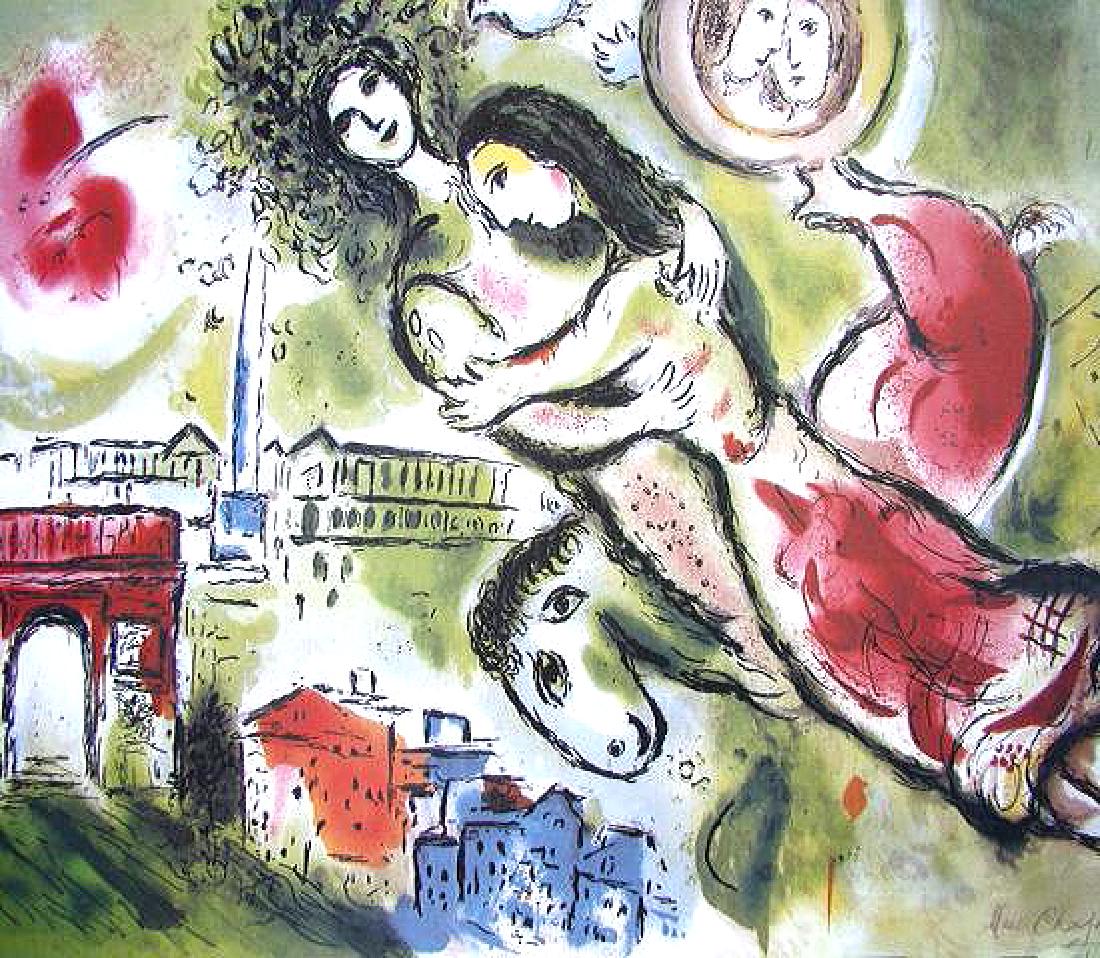 Marc Chagall Signed Litograph - Romeo and Juliet: High Quality Litograph on archival paper, measures 23" x 35 1/2". Comes with certificate of authenticity. Item comes unframed