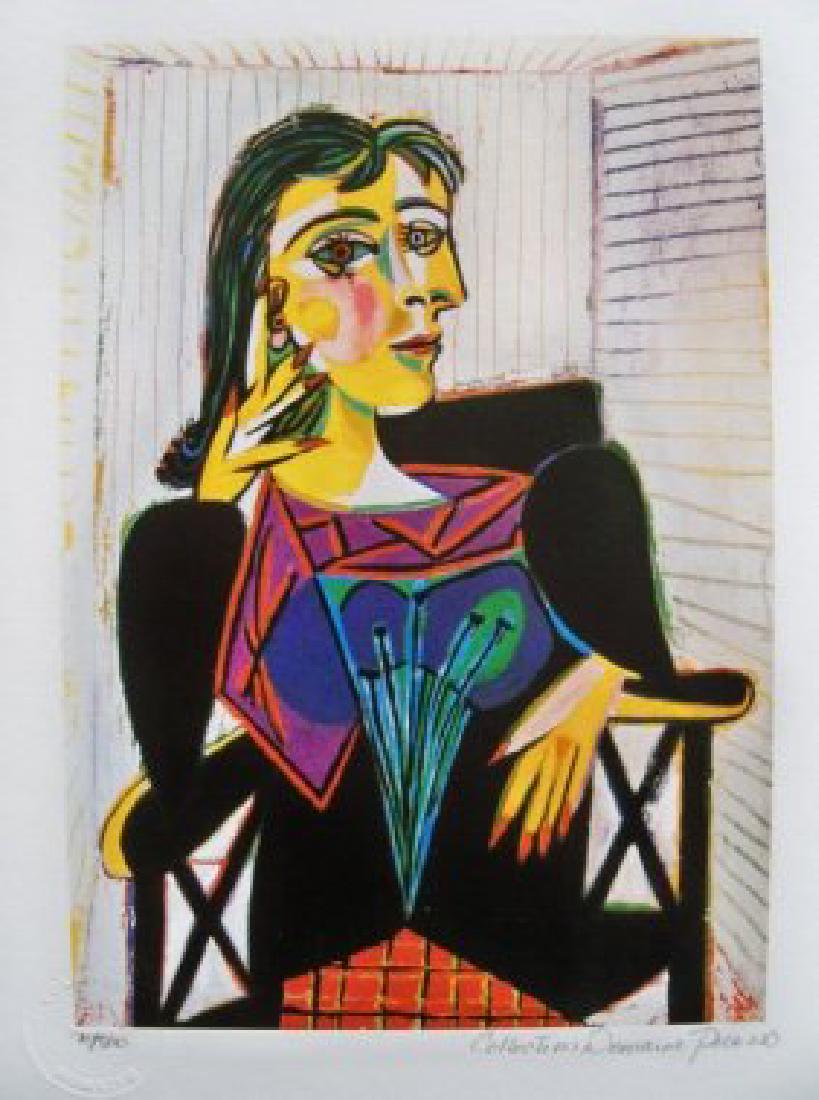 Pablo Picasso DORA MAAR Estate Signed Ltd Ed Giclee: This is a PABLO PICASSO (ESTATE COLLECTION DOMAINE) (1881-1973) giclee titled "DORA MAAR". This piece is hand pencil signed on the lower right as 'Collection Domaine Picasso' and has an embossed seal 
