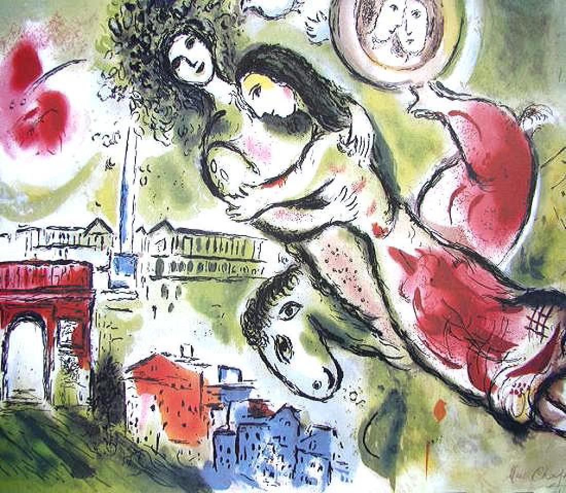 Marc Chagall Signed Litograph - Romeo and Juliet: High Quality Litograph on archival paper, measures 23" x 35 1/2". Comes with certificate of authenticity. Item comes unframed