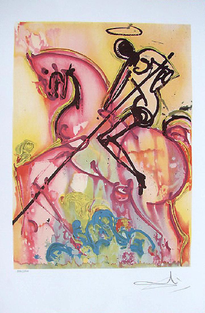 Salvador Dali Lithograph St.George Dragon: Each one made on archival quality paper, facsimile signed and pencil numbered from an edition of 500. Certificate of Authenticity provided. Size:14"x24.5"