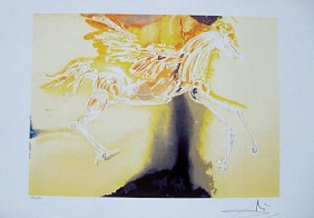 Dali Lithograph PEGASUS: Each one made on archival quality paper, facsimile signed and pencil numbered from an edition of 500. Certificate of Authenticity provided. Size:22"x16.5"