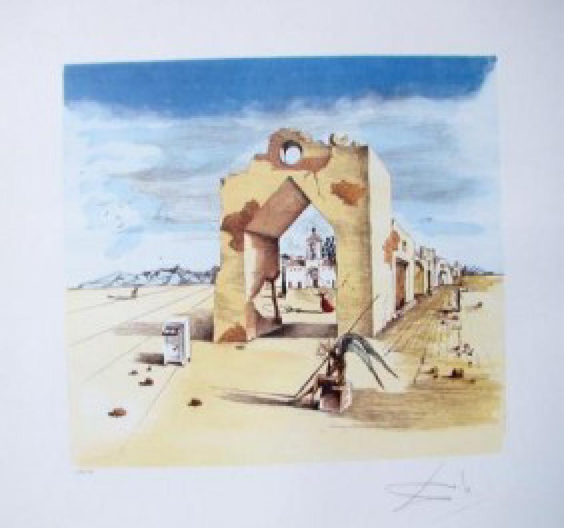 Dali Lithograph PARANOIC VILLAGE: Each one made on archival quality paper, facsimile signed and pencil numbered from an edition of 500. Certificate of Authenticity provided.