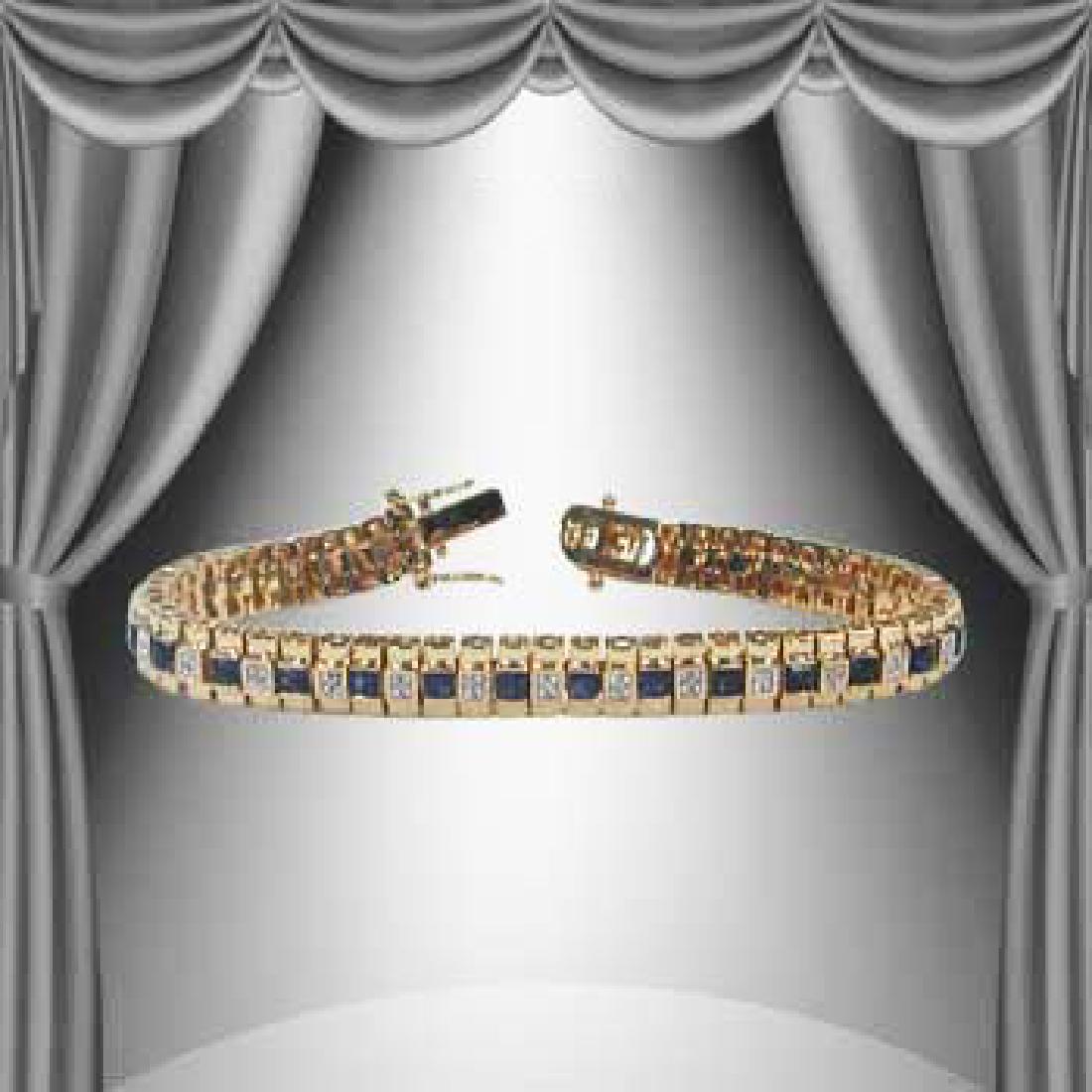 4.77 CT Diamond & Sapphire Tennis Bracelet $1,390: Master jewelers designed your bracelet with: 29 pieces of GENUINE faceted black sapphires no treatment quality AAA. 4 pieces of GENUINE single cut diamonds, 0.11 carat tw. no treatment quality I1-I2 .