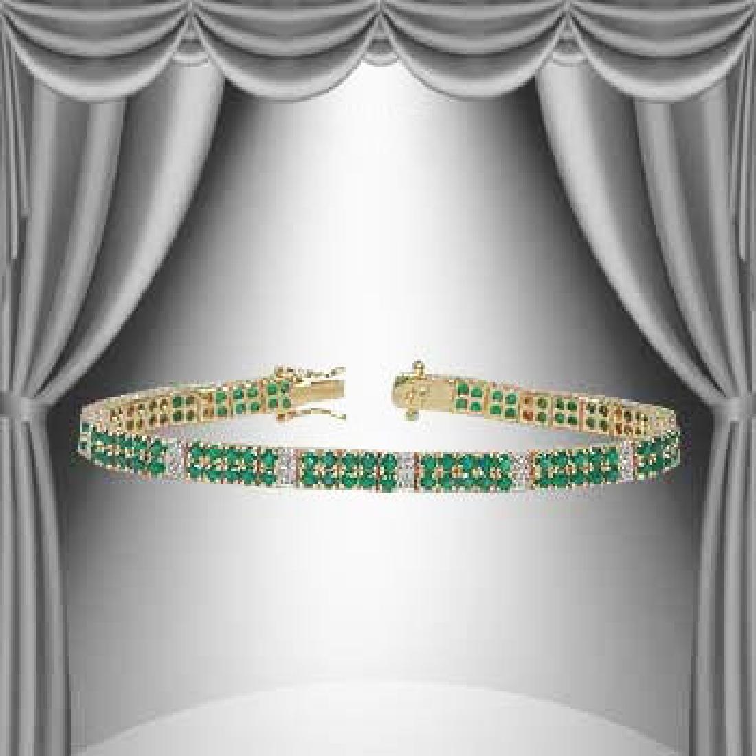 17Ct Green Agate & Diamond 2 -Row Bracelet: Master jewelers designed your bracelet with 110 pieces of GENUINE Green Agate. 22 pieces of GENUINE single cut diamonds, 0.25 carat tw. 11.4 grams of sterling silver layered with 18K gold. The length 