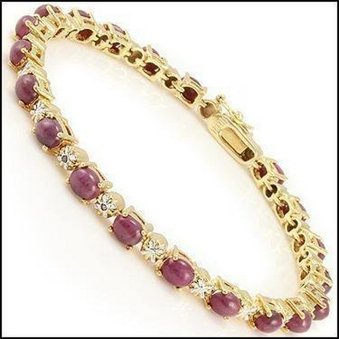 Fine Jewelry Sale 11.88 Ct Ruby & Diamond Bracelet: Master jewelers designed your bracelet with: 16 pieces of GENUINE 3.5X3.5mm Cabochon Ruby quality AAA no treatment. 16 pieces of GENUINE 3X3mm faceted round diamonds. 0.23 carat Tw. I color & SI Clari