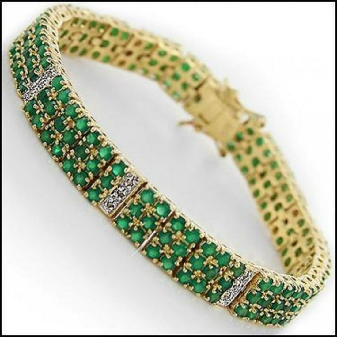 22.19 CT Green Agate & Diamond Designer Bracelet: Master jewelers designed your bracelet with: 168 pieces of GENUINE 2X3mm oval green Green Agate. 24 pieces of GENUINE single cut diamonds, 0.24 carat tw. 14.71 grams of sterling silver layered with 18