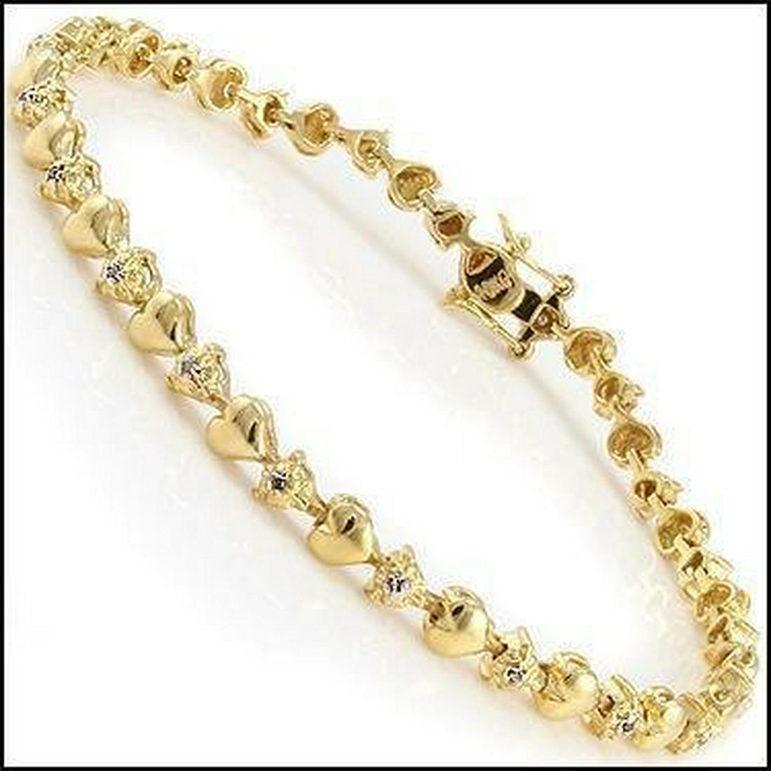 Amazing "Hugs & Kisses" 1.53 CTW Diamond Tennis: Master jewelers designed your bracelet with 21 single cut diamonds 1.53 carat tw. 11.4 grams of sterling silver layered with 18K Gold. Length is 7 1/2 inches. Great jewelry investment gold is going up