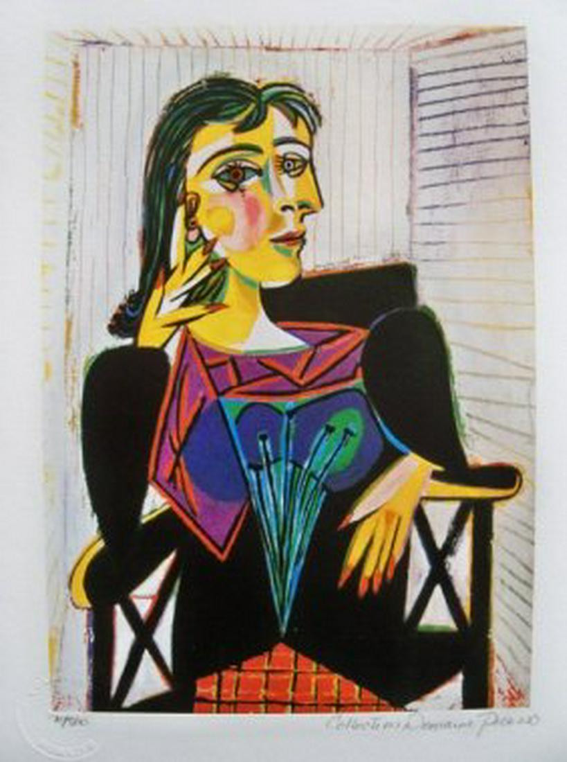 Pablo Picasso DORA MAAR Estate Signed Ltd Ed Giclee: This is a PABLO PICASSO (ESTATE COLLECTION DOMAINE) (1881-1973) giclee titled "DORA MAAR". This piece is hand pencil signed on the lower right as 'Collection Domaine Picasso' and has an embossed seal