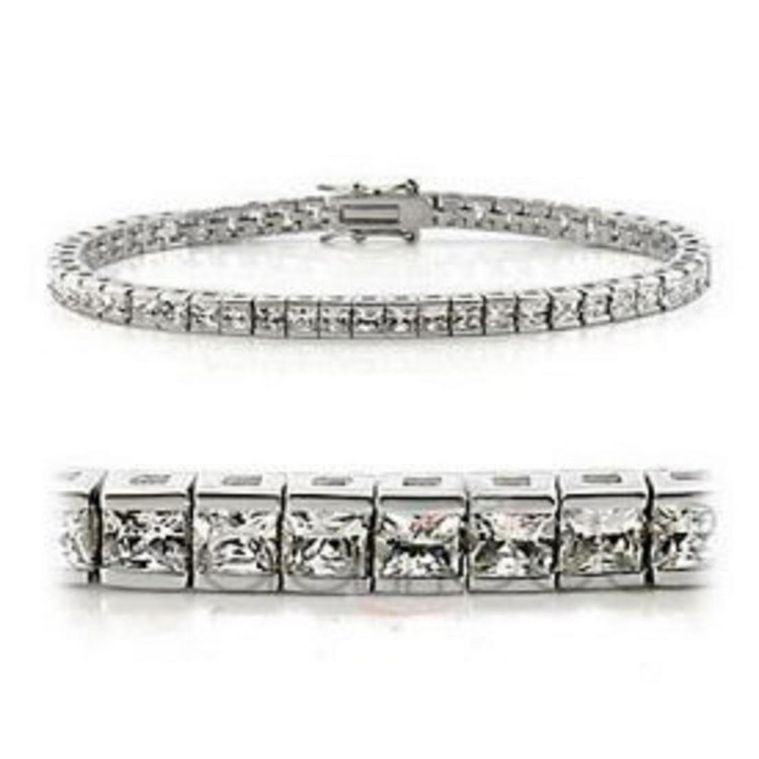 0.82 CTW Diamond Designer Bracelet $1,390: Master jewelers designed your bracelet with: 41 Single cut round diamonds 1mm, no treatment quality SI2 . 11.62 grams of sterling silver layered with platinum rhodium. Length is 7 1/2 inches. The widt