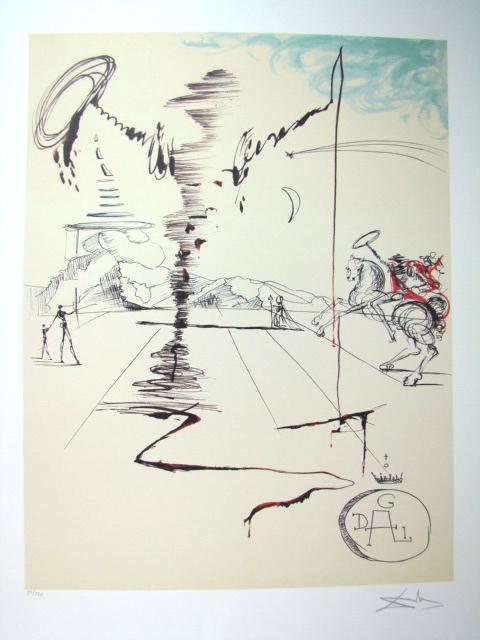 Dali Lithograph CHEVALIER: Each one made on archival quality paper, facsimile signed and pencil numbered from an edition of 500. Certificate of Authenticity provided.