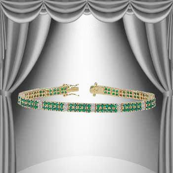 17Ct Green Agate & Diamond 2 -Row Bracelet: Master jewelers designed your bracelet with 110 pieces of GENUINE Green Agate. 22 pieces of GENUINE single cut diamonds, 0.25 carat tw. 11.4 grams of sterling silver layered with 18K gold. The length 
