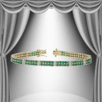 17Ct Green Agate & Diamond 2 -Row Bracelet: Master jewelers designed your bracelet with 110 pieces of GENUINE Green Agate. 22 pieces of GENUINE single cut diamonds, 0.25 carat tw. 11.4 grams of Base Metal layered with 18K gold. The length is 7 
