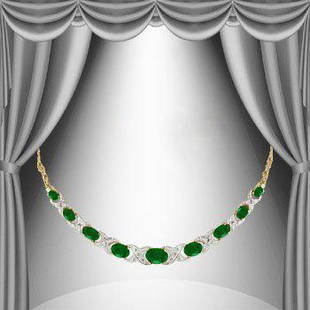 5.17 Cts Green Agate & Diamond 18KGP Designer Necklace: 9 pieces of GENUINE Ovals Green Agates quality AAA no treatment.8 pieces of GENUINE 1.1mm faceted round diamond 0.06 carat Tw I-J color.10.48 grams of base metal layered with 18K yellow gold.The