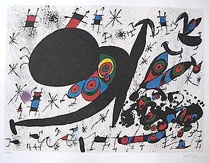 Joan Miro HOMAGE TO JOAN PRATS: This is a Joan Miro first edition lithograph titled "HOMAGE TO JOAN PRATS" (1971). This piece is plate signed and pencil numbered from a limited edition of 500. Paper measures: 18.5" x 24". Image