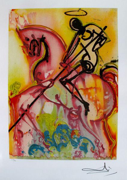 Dali Ltd Ed. Lithograph "ST. GEORGE AND THE DRAGON": Each one made on archival quality paper, facsimile signed and pencil numbered from an edition of 500. Certificate of Authenticity provided. Size:22"x14.5"