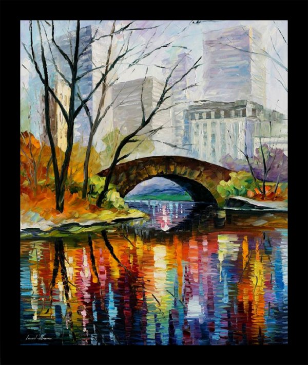 Central Park NY Limited Edition Hand Embellished Gi: 23" x 19" Framed Giclee/Print Hand Embellished on High Quality Artistic Canvas by Leonid Afremov , Comes with Certificate of Authenticity.