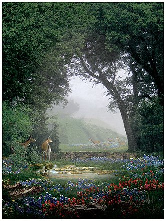 High Quality Hand Signed Print Deer Heaven by R. W: This High Quality open edition print made on archival high quality paper and hand signed by Roberta Wesley Comes in size:16" x 24"