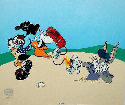 Classic Animation Cel BUGS BUNNY SANDBLASTER: This beautiful limited edition animation cel showcase adorable scenes from memorable classic shorts .The serigrapher applies each color separately ,10.5"x12.5"