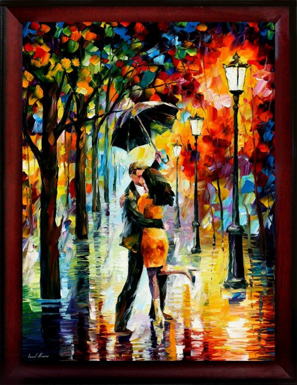 Dance under the Rain Limited Edition Hand Embellish: 23" x 19" Framed Giclee/Print Hand Embellished on High Quality Artistic Canvas by Leonid Afremov Comes with Certificate of Authenticity