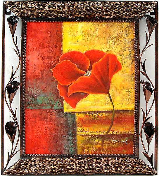 Spring Grace Oil Painting Antique Frame: Featuring an aged multi textured finish, this home decor works well with a wide range of decorating styles. Comes in size: 19"w,23"h