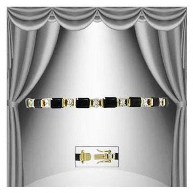 12.22 CT Black Sapphire & Diamond 18KGP Designer: 16 pieces of GENUINE Octagon shape Black Sapphires 6x4mm quality AAA no treatment.16 pieces of GENUINE single cut diamonds, I-J color & I2-I3 Clarity no treatment.11.75 grams of brass layered with 18K