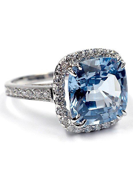 AIG Certified 14KT White gold synthetic spinel and: 1 square cushion mixed cut synthetic blue spinel weighing 6.18ct. And 38 round brilliant cut synthetic cubic zirconias totalling 1.24ct. MSRP - $1,430