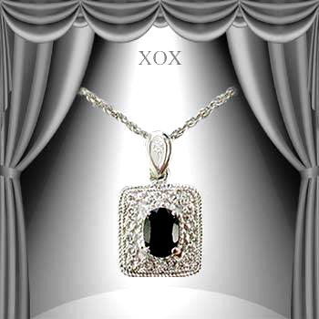 Genuine 1 CT Sapphire Diamond Pendant: Genuine 1 CT Sapphire Diamond Pendant . The natural stone is mined from the ground, cut, polished and hand set in fine high polished brass and layered with rhodium. The length is 16 inches or 406mm an