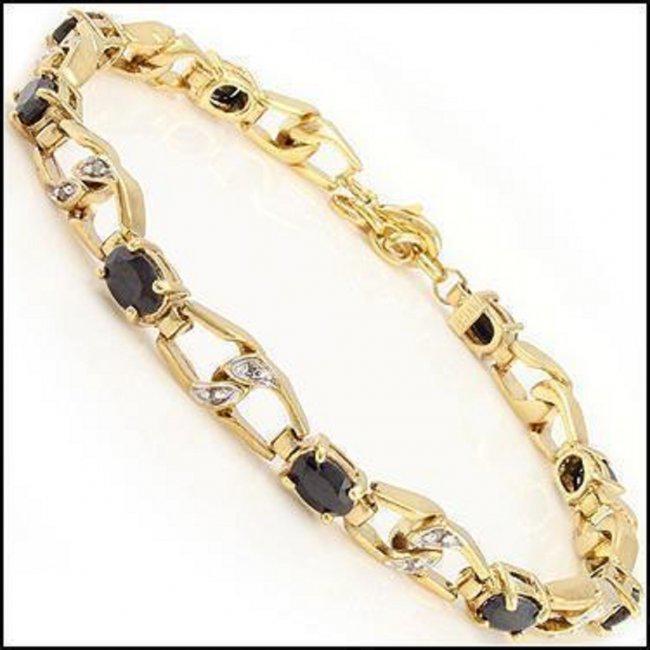 10.21CT Black Sapphire & Diamond Designer Bracelet: Master jewelers designed your Bracelet with: 9 pieces of GENUINE 3.5X3.5mm faceted Black Sapphires no treatment quality AAA . 18 pieces of GENUINE 3X3mm faceted round diamonds. 0.16 carat tw. no treat