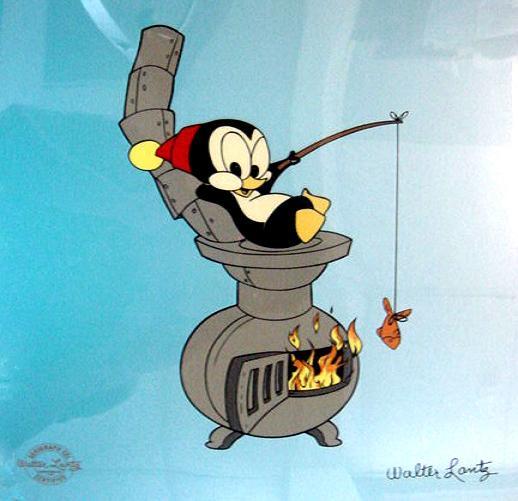 Animation Sericel Hot Lunch: 10.5" x 12.5" Animation Sericel based on the cartoon series "Chilly Willy". Comes with certificate of authenticity