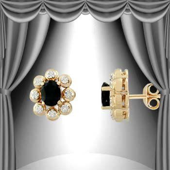 Genuine 1 CT Sapphire Diamond Earrings: Master jewelers designed your earrings with... 2 pieces of Xmm . 16 pieces of GENUINE single cut diamonds .11 carat tw. 4.2 grams of sterling silver layered with 18K Gold. The motif width is 1/2 inche