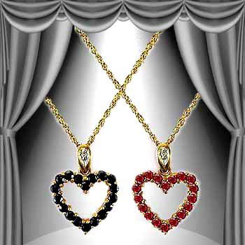 Genuine 2 ct. Ruby Sapphire Diamond Pendant: set in fine 925 sterling silver and layered with 18K Gold. The length is 18 inches or 457mm and the width is 5/8inches or 16mm. You will also receive an 18 inch gold filled chain.