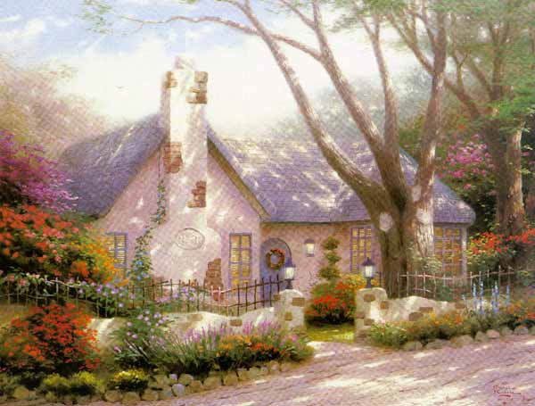 Morning Glory Cottage by Thomas Kinkade: Signed by the Artist Paper Lithograph Limited Edition with certificate 16 x 20