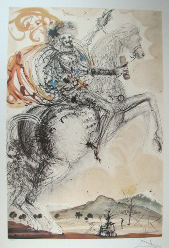 Salvador Dali Lithograph Don Quixote: Each one made on archival quality paper, facsimile signed and pencil numbered from an edition of 500. Certificate of Authenticity provided. Size:22"x16.5"