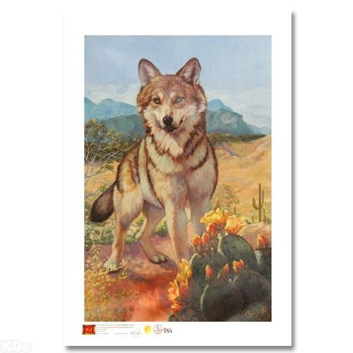 "Mexican Wolf" Limited Edition Giclee: 36"x24" by Clancy Cherry, number 841 of 1000.