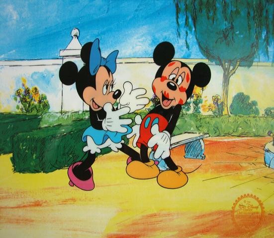 DISNEY MICKEY'S SURPRISE PARTY Original Art Serice: Top Quality Serigraph for your Art Collecting pleasure,Walt Disney Official Emblem Authenticity seal is stamped at the bottom corner. Size 11"x14"