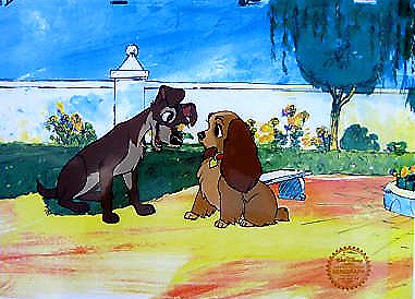 DISNEY LADY & THE TRAMP Cel Classic: Top Quality Serigraph for your Art Collecting pleasure,Walt Disney Official Emblem Authenticity seal is stamped at the bottom corner. Size 11"x14"