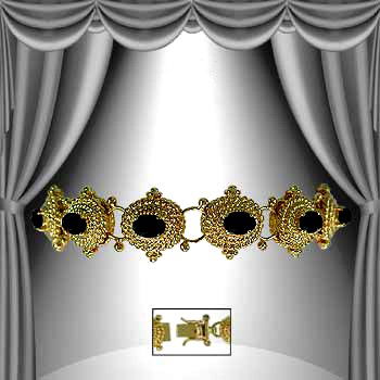 Genuine 7 CT Sapphire Bracelet: Master jewelers handcrafted this museum bracelet with 12 pieces of 6mm x 4mm oval genuine sapphire . The stones are set in 21 grams of sterling silver layered with 18K gold plated and antiqued. The le