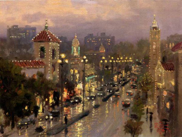 Thomas Kinkade Plaza Lights, Kansas City: Signed by the Artist Paper Lithograph Limited Edition Includes Official Thomas Kinkade Certificate of Authenticity •16 x 12