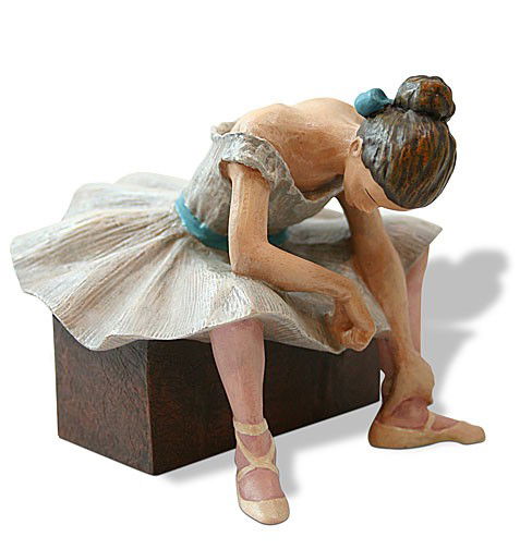 Edgar Degas L'ATTENTE Sculpture: This is an Edgar Degas sculpture entitled "L'ATTENTE" (Waiting, 1882) This is a highly collectible, quality, resin sculpture with hand-painted color details, matte and glossy finish. Guaranteed fully