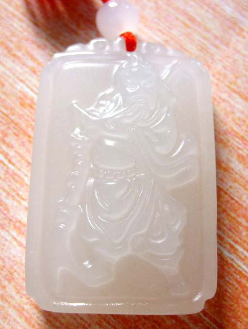 Royal White Jade Han Dynasty GUAN-GONG Amulet Penda: White Jade Han Dynasty GUAN-GONG Amulet Pendant. The Chinese love jade because of not only its beauty, but also more importantly its culture, meaning and humanity, as Confucius (551 BC - 479 BC) said 
