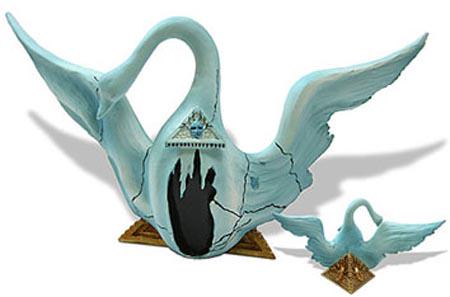 Dali WINGED SWAN FOR BACCHANALE BALLET: This is a sculpture entitled "WINGED SWAN FOR BACCHANALE BALLET" (1939) by Salvador Dali. this is a highly collectible, quality, resin sculpture with hand-painted color details, matte and glossy finis